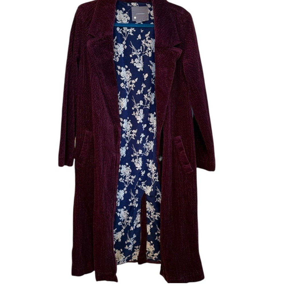 Anthropologie Purple Blue Corduroy Duster Jacket